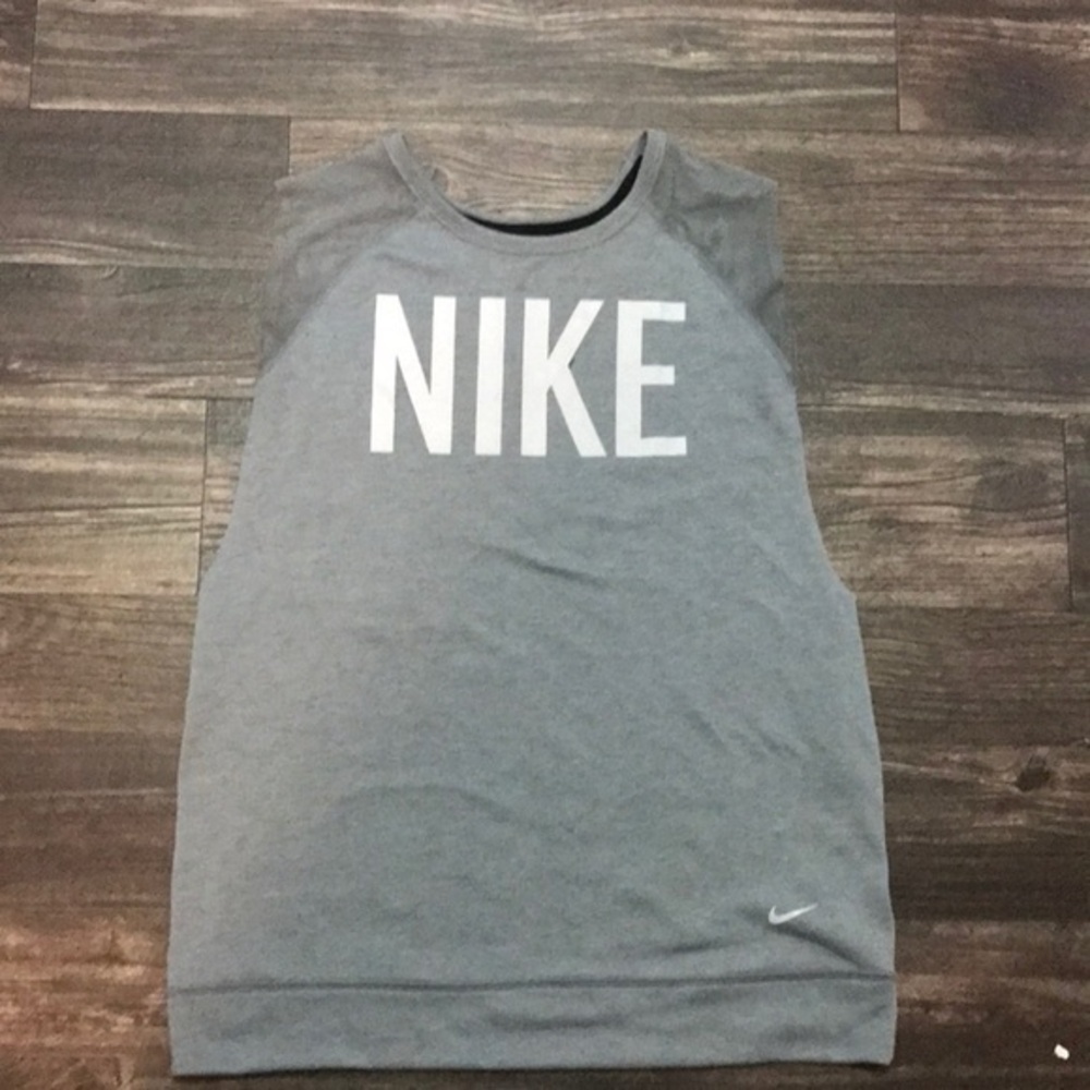 Nike gray tank top mesh sleeves - Picture 1 of 5